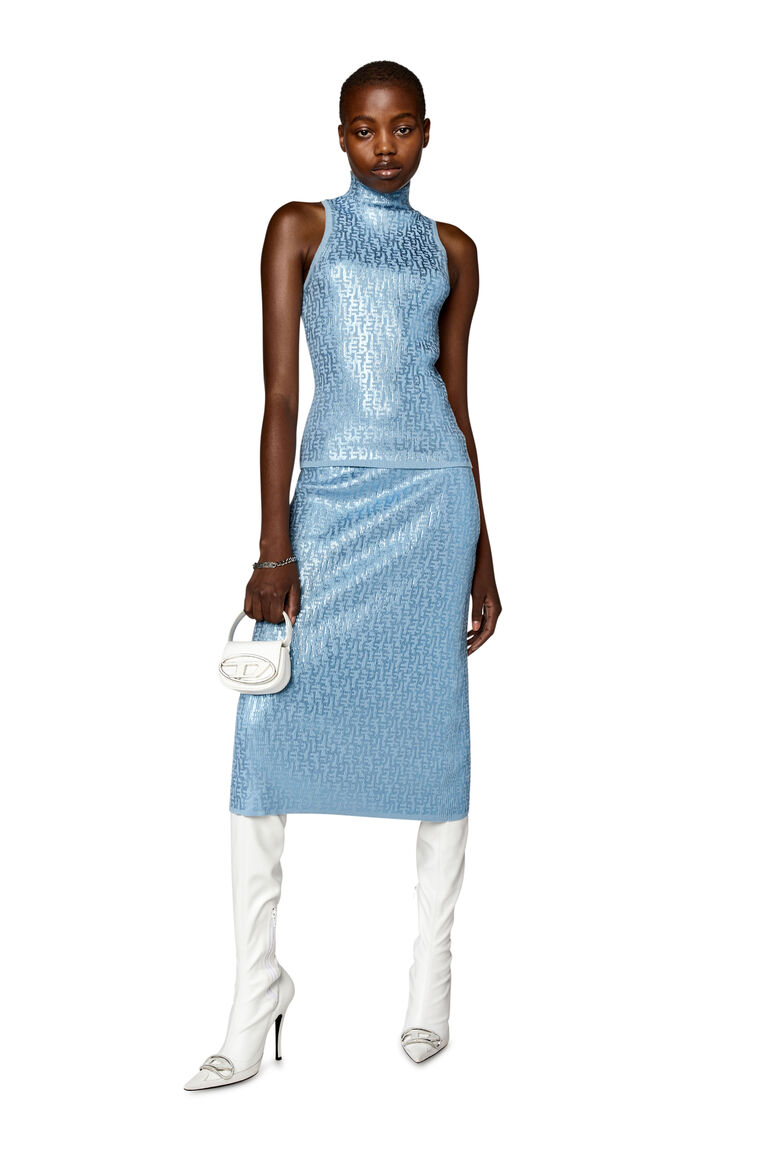 Women's Midi skirt with metallic monogram print | FF-M-IKARIA Diesel P011230BLAL